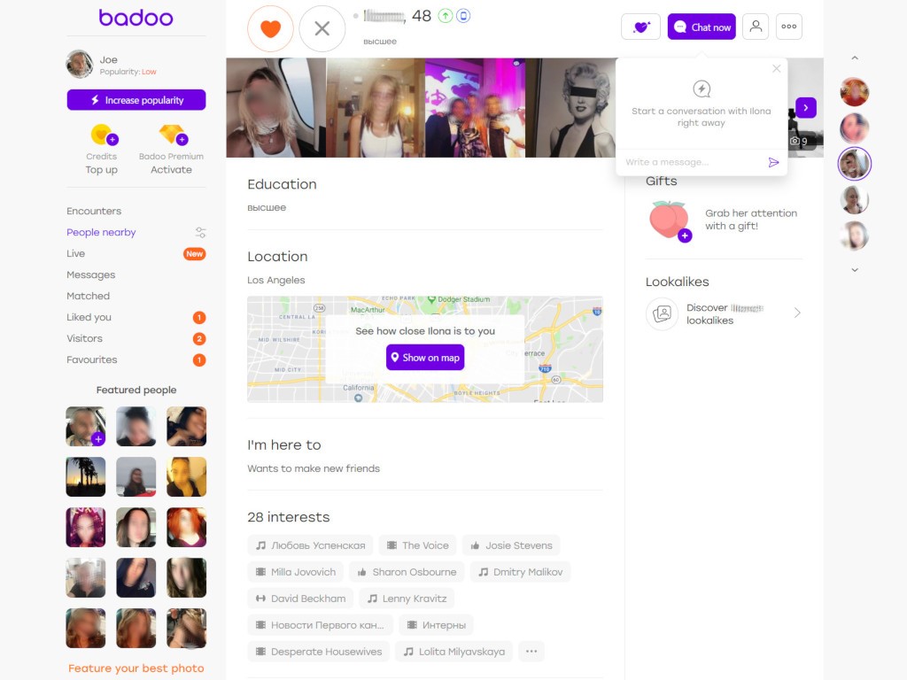 badoo sample profile