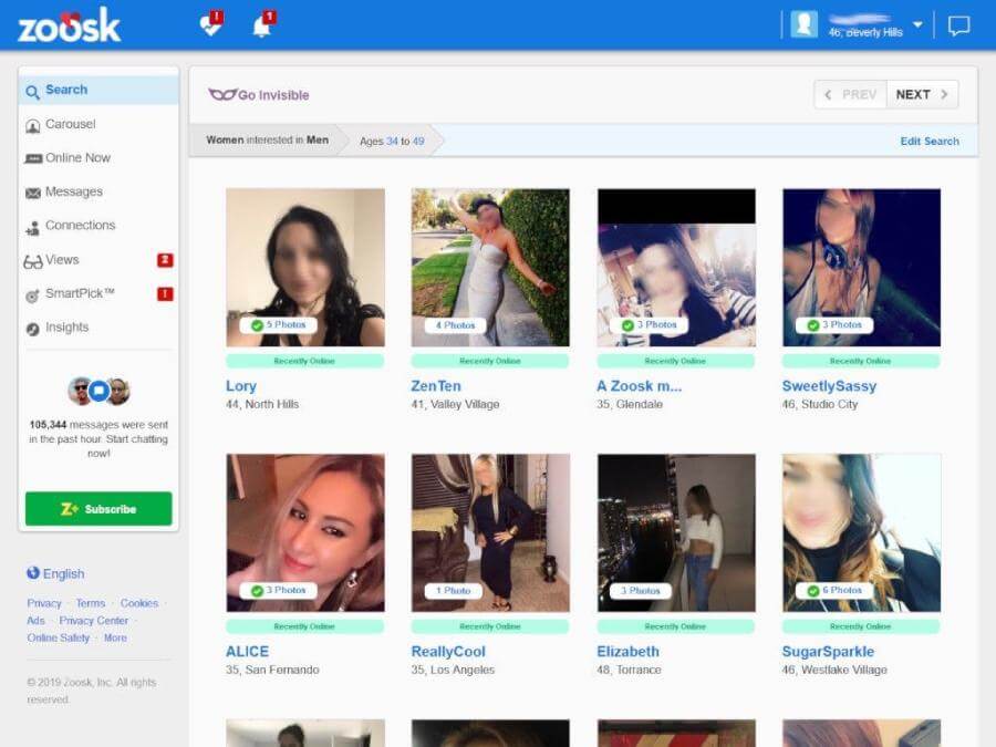 Zoosk interface